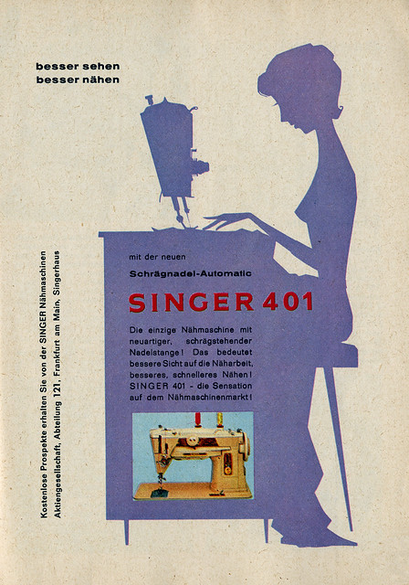 Werbeanzeige für eine Nähmaschine der Firma Singer 1960