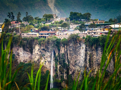 cliff vertical living waterfall ecuador edge banos