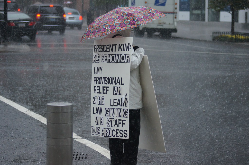 Rainy day protestor