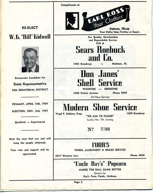 1954 Mattoon Phillies Yearbook/Scorecard 02