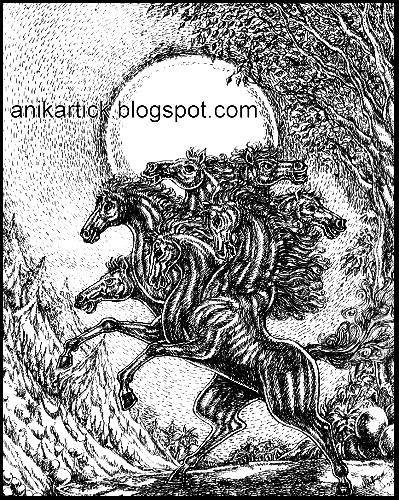 Horse drawings and illustrations - Concept art and Abstract Art of Horse pen drawings - Artist Anikartick,Chennai,Tamil Nadu,India