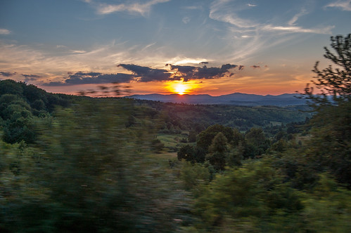 sunset train hills romania transylvania 2008 2428 huedin