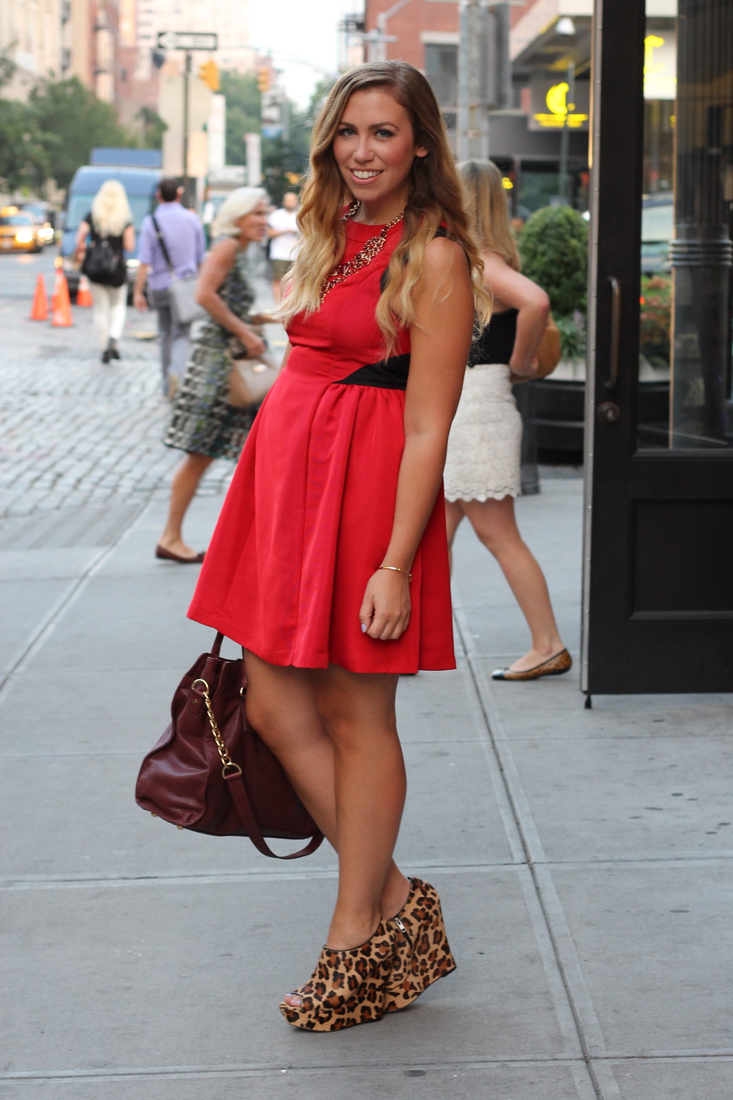 Red Dress | Leopard Platform Booties | A Look Back at 10 Years of Blogging Living After Midnite Blogger Jackie Giardina