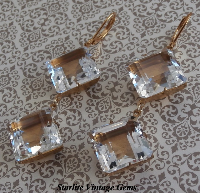 ROCK CRYSTAL EARRINGS ~ ART DECO ROCK CRYSTAL Jewelry ~ Rare Vintage Step Cut Square Drop Earrings ~ Authentic Pools of Light ~ Natural Rock Crystal Quartz Gemstone Earrings ~ Rock Crystal Quartz ~ Art Deco Rock Crystal Earrings