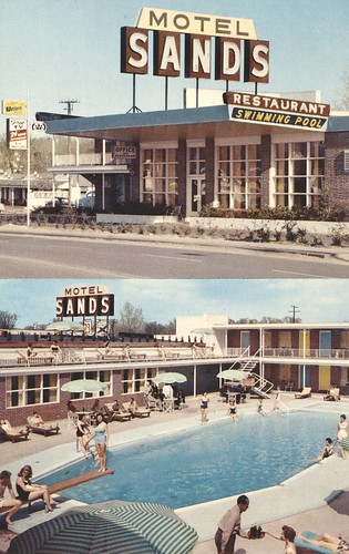 pool vintage texas postcard motel sands texarkana
