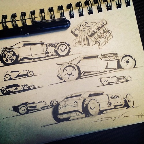 After all the robots I am going to work on some #hotrods again. @jetpens #conceptart #cardesign #sketch #sketchbook | by FutureElements