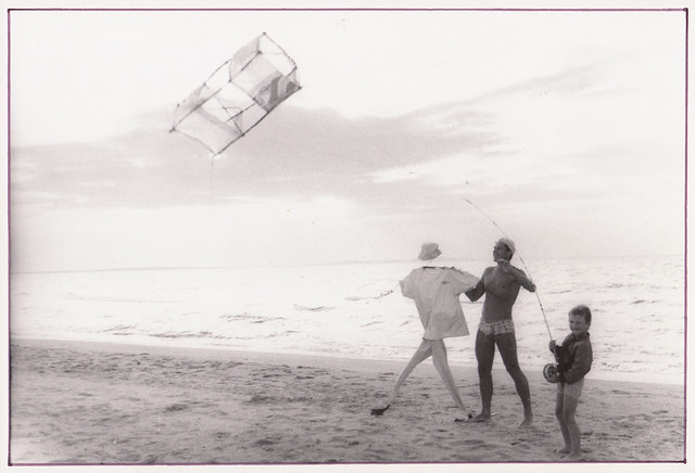 Flying kite on a spinning, Azov Sea, 1989