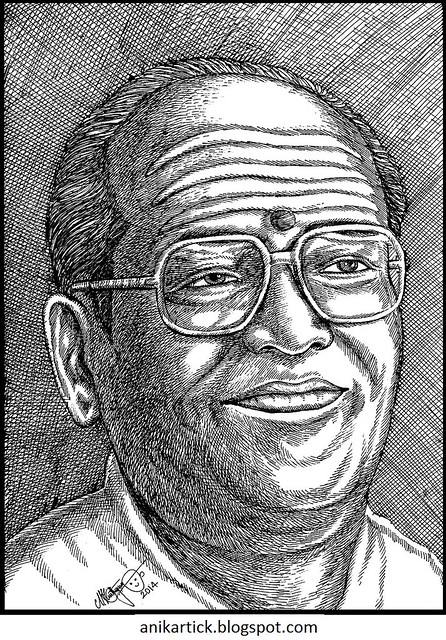 Popular Singer - T.M.SOUNDARARAJAN - T.M.S - One of the Great Legend Play Back Singers in Tamil Nadu - Portrait by Artist Anikartick,Chennai,Tamil Nadu,India