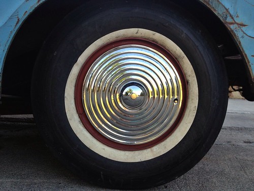 street blue red urban abstract reflection car wheel circle mirror shiny view ripple rusty tire explore part chrome eyeball redeye rim effect hubcap concentric whitewall fragment lookingatyou