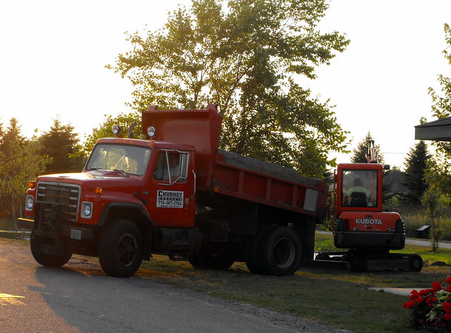 Churkey Concrete Dump Truck And Mini Excavator.
