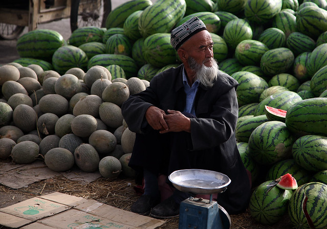 Selling melons--Kuqa , Uyghur Autonomous Region , China