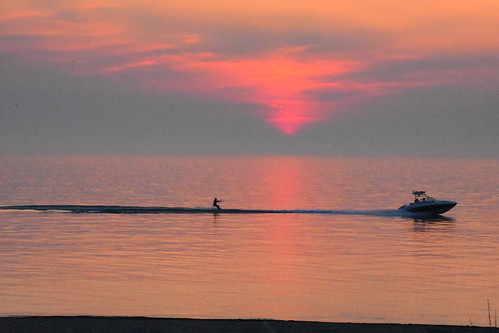 Lake Michigan sunset (Sawyer, Michigan) by stevelamb007, sky usa beautiful evening boat nikon michigan shoreline sawyer waterski shorewood 18200mm stevelamb