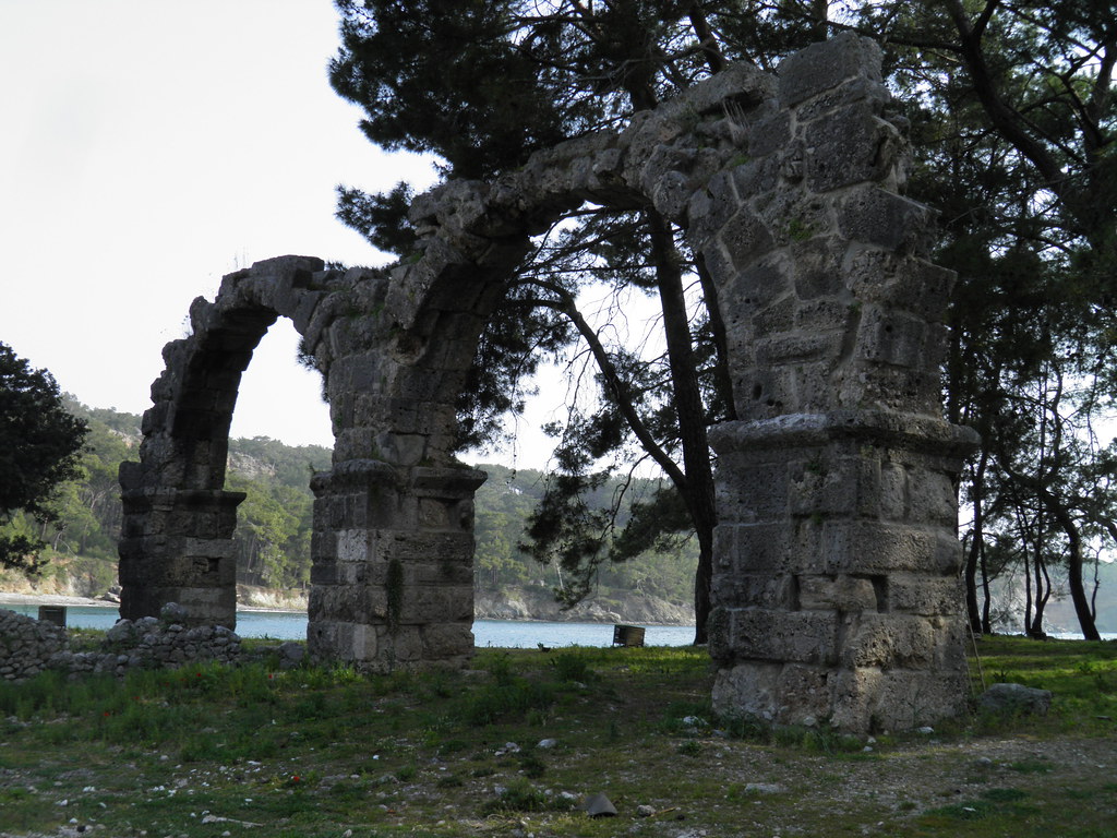 The ruins of the Roman aqueduct, Phaselis, Lycia, Turkey