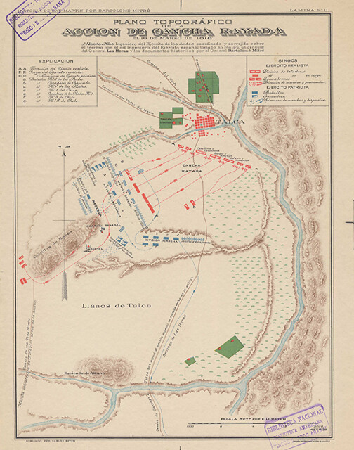 Plano del campo de Combate en Cancha Rayada, Talca, obra de Joseph Albert Bacler d'albe