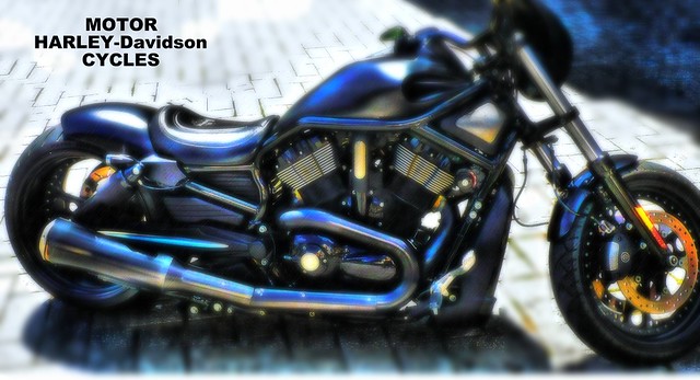 HDR - Harley - Davidson  bike, motor cycle   - presented on the marketplace, Nagold, Germany.