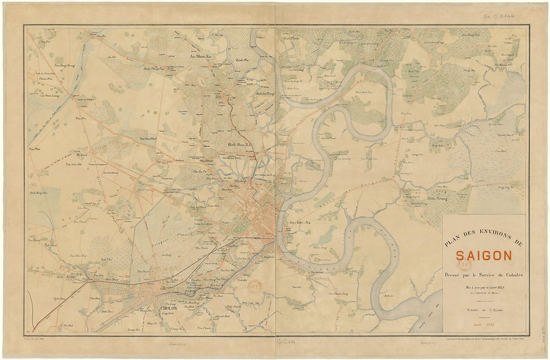 1895 - Plan des environs de Saïgon - Bản đồ vùng phụ cận Saigon năm 1895