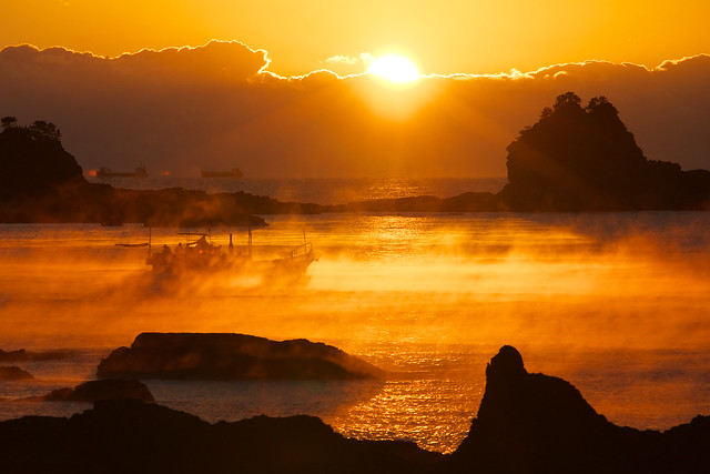 荒船海岸の海霧＠和歌山県串本町（旧古座町）荒船 2013-11-12