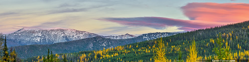 pink blue autumn trees sunset red sky panorama cloud mountain color green fall yellow forest evening october montana colorful view scenic panoramic snowcapped vista larch lenticular bitterrootmountains lolonationalforest pentaxa50mmf17 lolopeak elkmeadowsroad pentaxk5