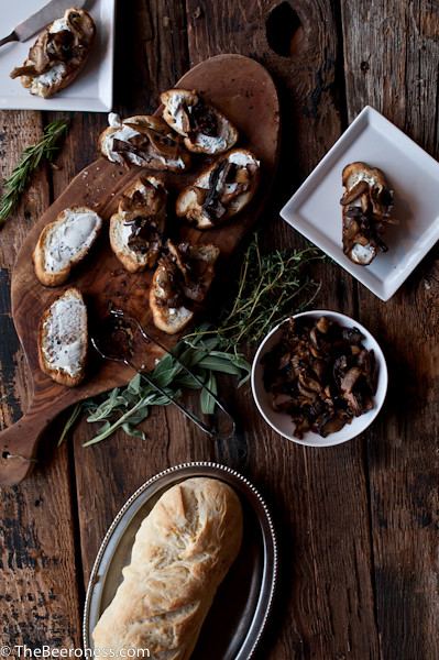 Stout Soaked Mushroom & Herbed Goat Cheese Crostini4