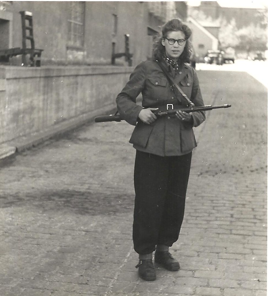 Woman. Freedom fighter with rifle at the Carlsberg Breweries. May 1945