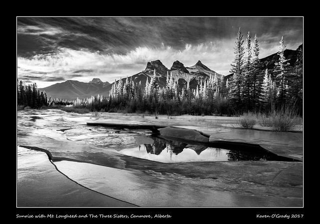 Sunrise with Mt. Lougheed and The Three Sisters, Canmore, Alberta