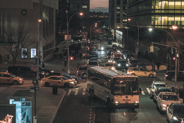 Rush Hour Traffic In Lincoln Center Area - Winter Season 2016-2017 In NYC