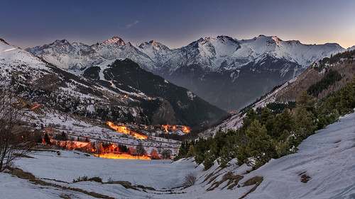 Alpe d'Huez - Sunset by sagimihaly, alpedhuez france alps skiing winter snow mountains white raw clearsky night stack