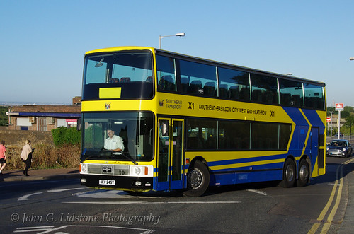 Southend Transport Van Hool Astromega TD824 245 (JEV 245Y) back in passenger service around Southend for the first time since repaint into ST livery, on c2c emergency rail replacement Leigh-on-Sea to Southend Central at 06:55 departing Leigh | by EastBeach68