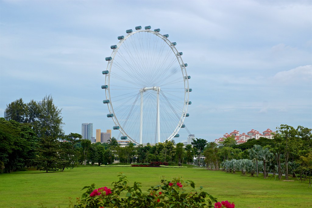 Singapore Flyer ferris wheel seen from the Gardens by the Bay
