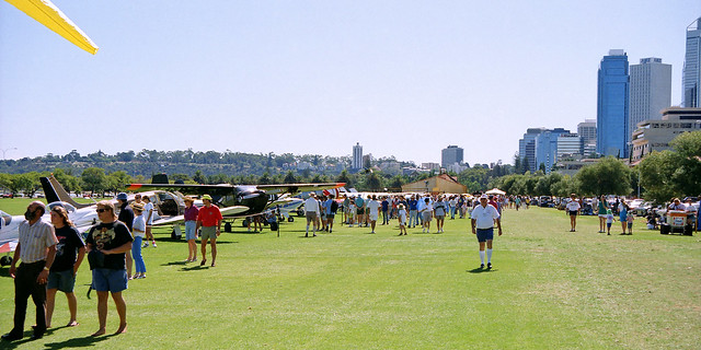 6 March 1993 - Big crowd at the Sports Aircraft Association Australia (SAAA) light aircraft fly-in at Langley Park, Perth, Western Australia, Australia