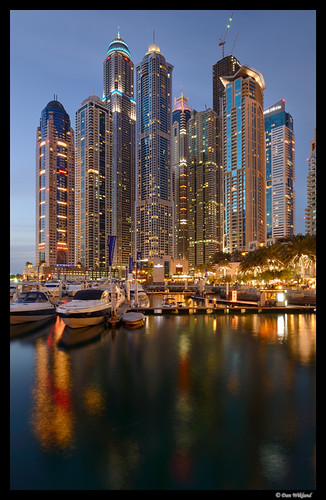 Dubai marina skyscrapers by Dan Wiklund