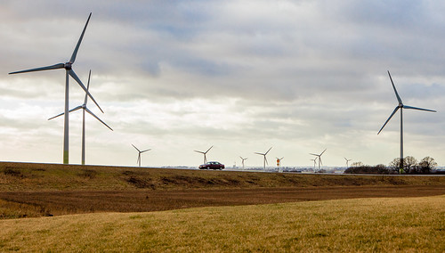 [48/365] Power road by Haz_man, Starting to see a lot of wind turbines on the fields of Skåne nowdays.road bw canon volvo energy swe