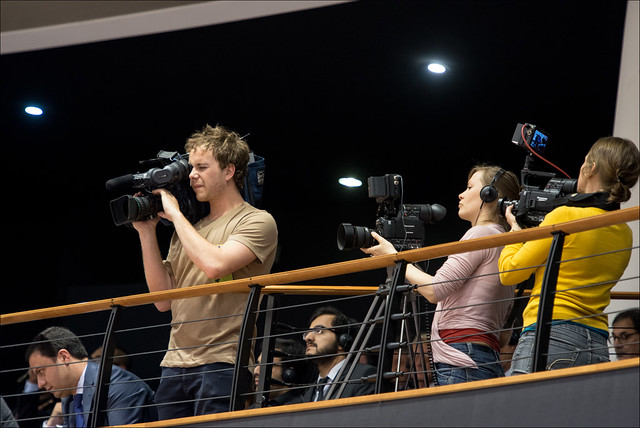 Cameraman in action inside the plenary chamber