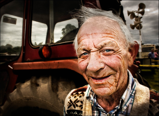 old man at tractor
