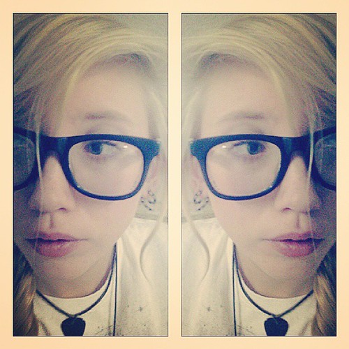 #glasses #blondie #blonde #guitarpick #greeneyes #nomakeup #work | by candylovei
