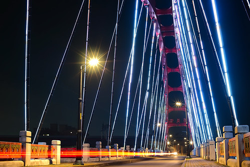 longexposure bridge car night landscape nightscape taiwan olympus motorbike 南投 bluehour 夜景 magichour em1 lighttrail nantou 車軌 綠美橋 voigtlandernokton25mmf095