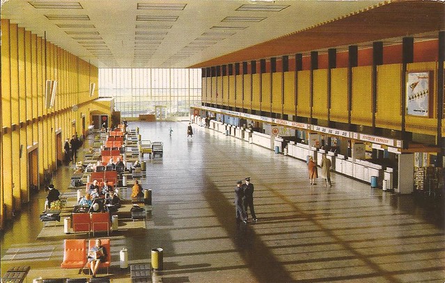 Prestwick International Airport (PIK) postcard (terminal interior) - 1960's