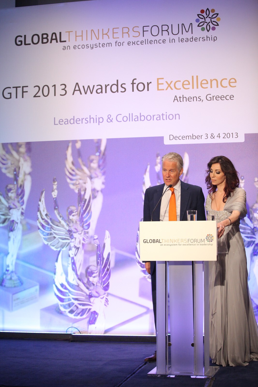 Stephen Cole, Elizabeth Filippouli announcing the GTF 2013 Award for Excellence in Positive Change