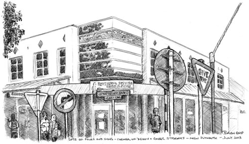 street new building sketch drawing plymouth zealand devon taranaki ballpoint gover gnyp