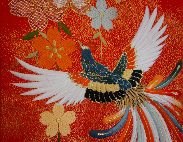 Crane brocaded motif - Uchikake wedding kimono