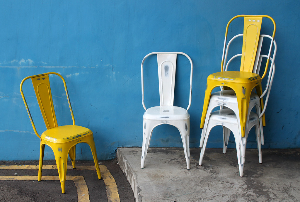 Yellow And White Hand Distressed Tolix Chairs This Time Flickr