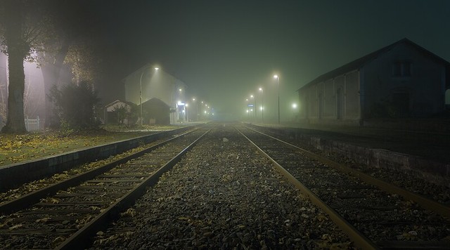An Old and Foggy French Train Station