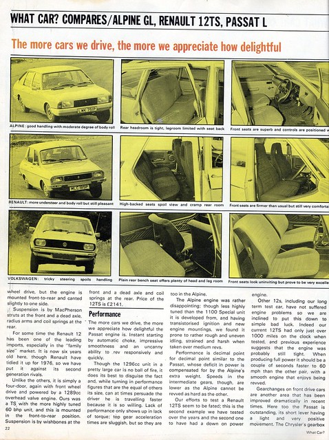 Chrysler Alpine GL - Renault 12 TS & Volkswagen Passat L Group Road Test 1976 (2)