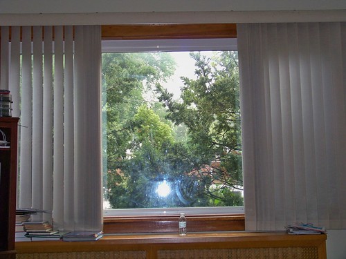 home window outside blinds inside