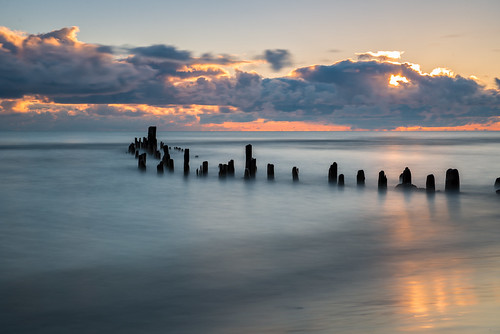 morning light chicago beach clouds sunrise pier illinois nikon long exposure day cloudy decay filter pilings nikkor evanston f28 density neutral 2470mm d600 10stop