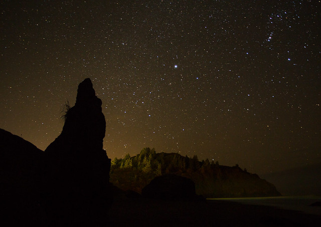 California Rocky Shoreline on a starry Night