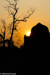 sunset behind the tomb
