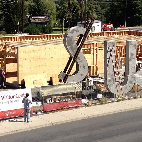 W-S-U letters being installed at new @WSUPullman Visitor Center #wsu #gocougs