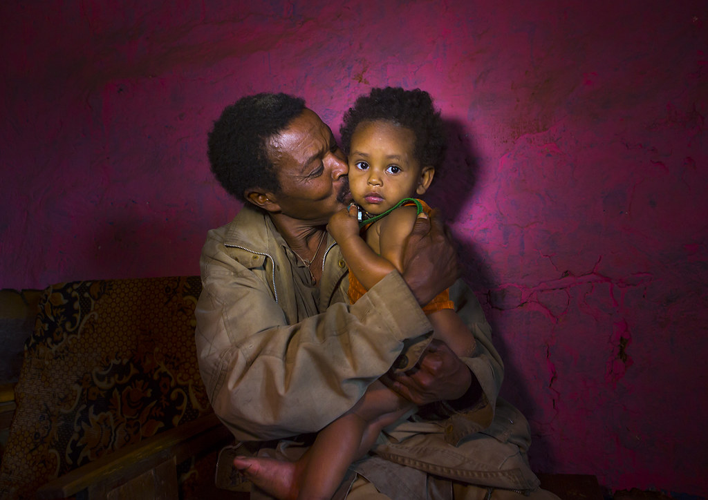 Father And Her Daughter in A Bar, Jinka, Omo Valley, Ethiopia