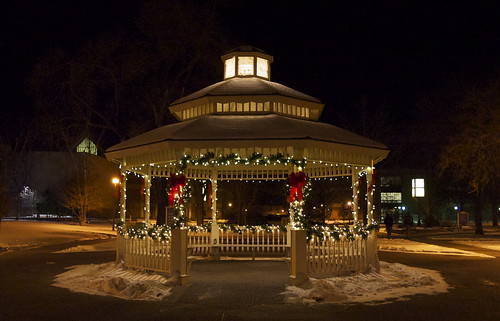 Gazebo decorated and lit up